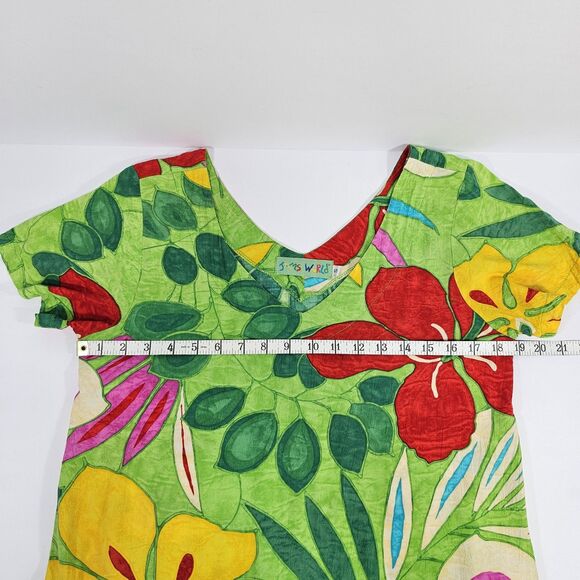 Jams World Shangri-La Tropical Floral Rayon Dress Small Made in Hawaii - Picture 6 of 7